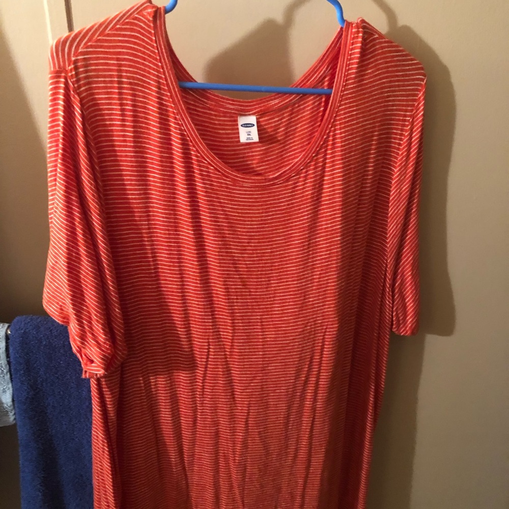 Old Navy size 2X orange and white striped tunic. T-shirt material